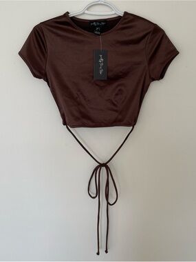 Brown Tie-Around Crop Top